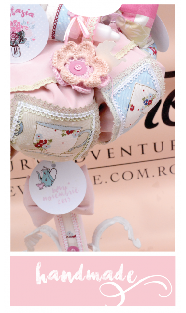 Lumanare de botez shabby chic pentru fetite, 65x4cm, Ceai cu jucarii 2